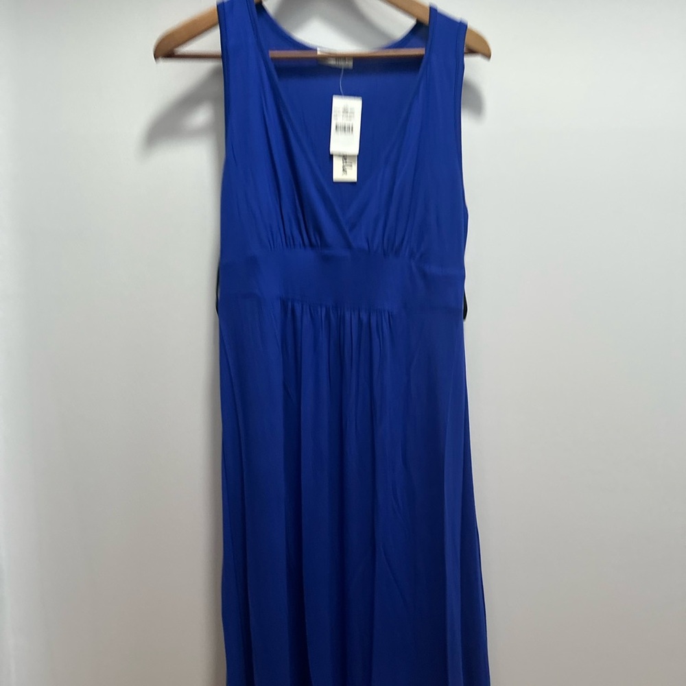 Loveappella Blue Sleeveless V-Neck Maxi Dress